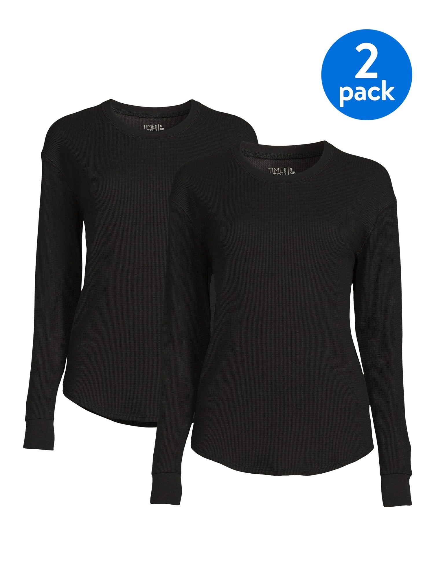 Time and Tru Women's Long Sleeve Thermal Top, 2-Pack - Walmart.com | Walmart (US)