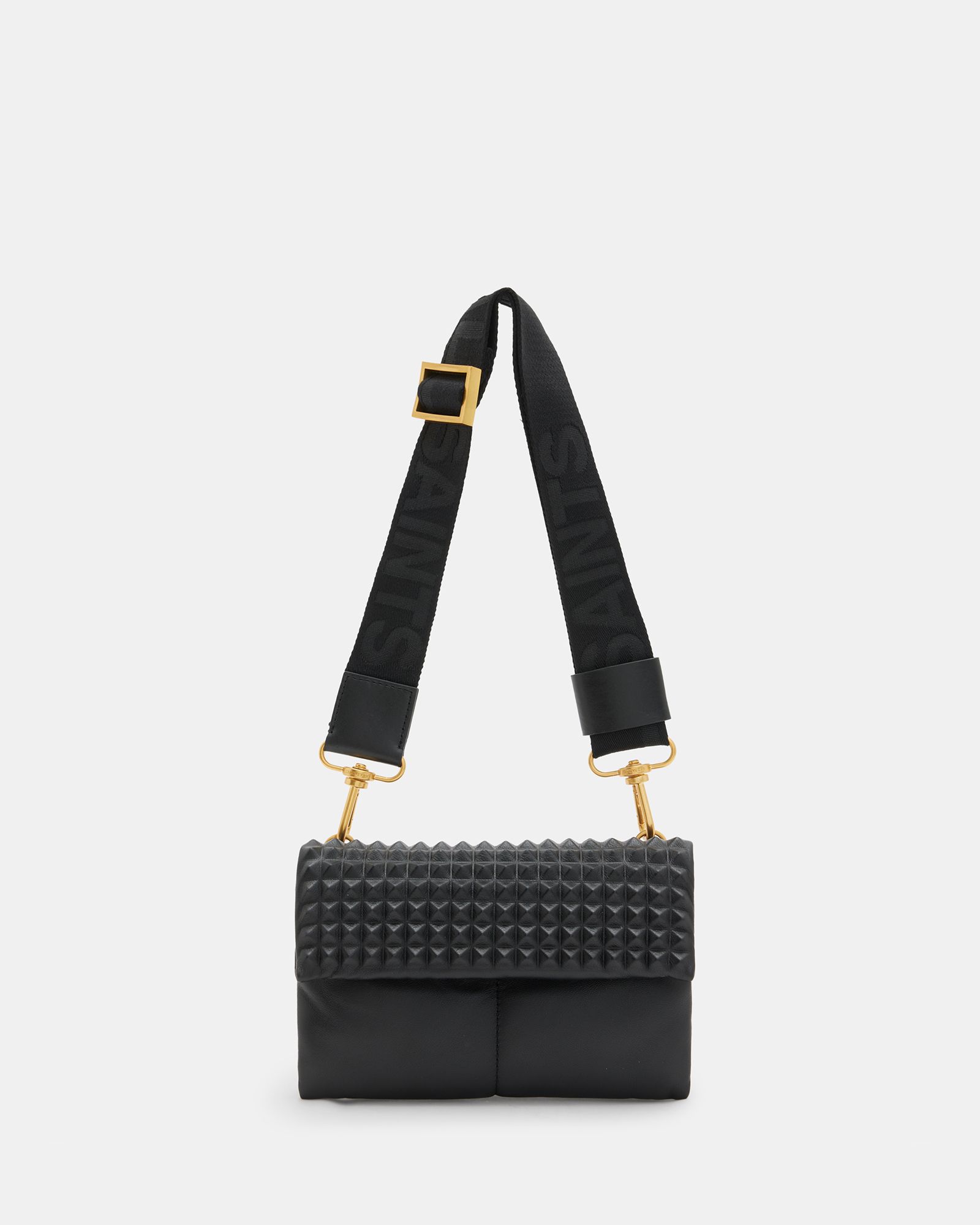 Ezra Studded Leather Crossbody Bag Black | ALLSAINTS US | AllSaints US