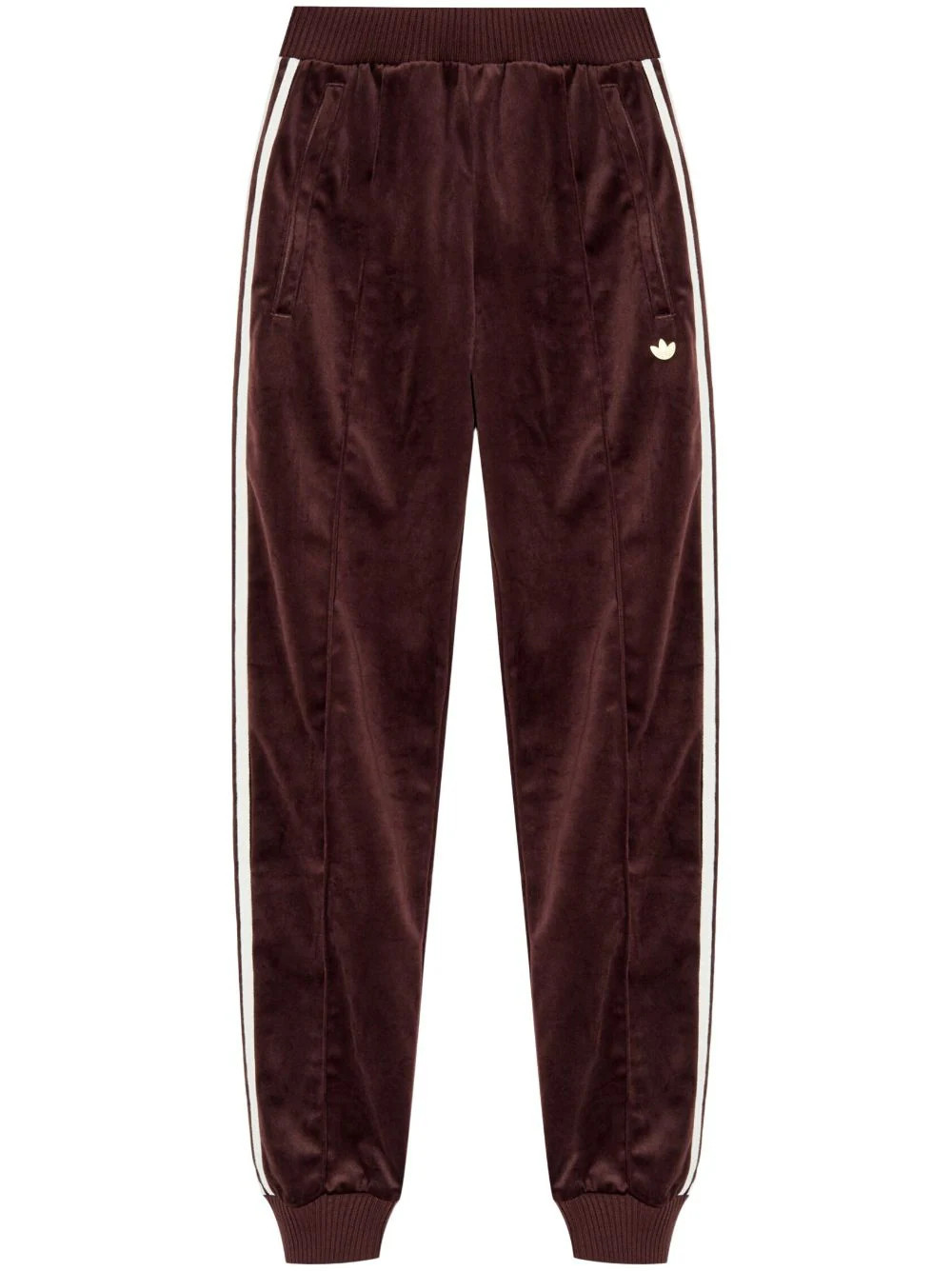 adidas logo-patch velvet track pants - Brown | Farfetch Global