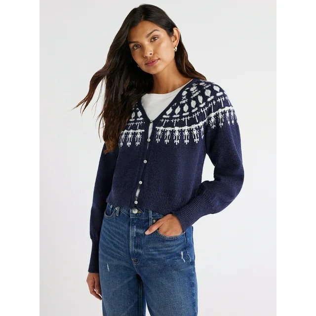Free Assembly Women’s 90’s V-Neck Cardigan Sweater, Lightweight, Sizes XS-XXXL | Walmart (US)