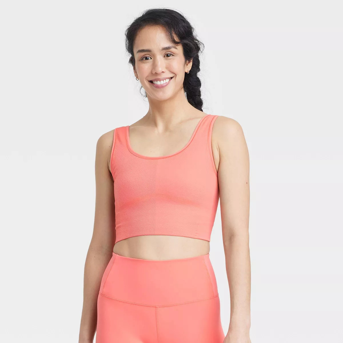 Women's Seamless Cropped Tank Top - All In Motion™ Coral Red S: Moisture Wicking, Midweight, Kn... | Target