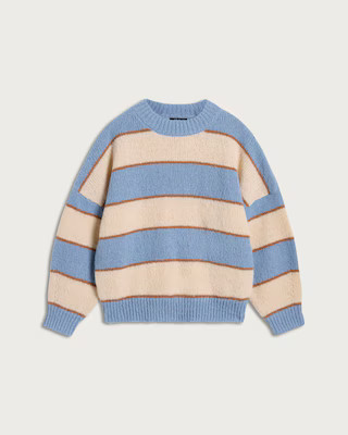 The F&F Edit Knitted Fluffy Stripe Print Jumper in Multi Blue | Tesco F&F