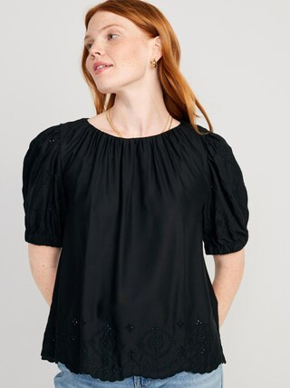 Puff-Sleeve Shirred Top for Women | Old Navy (US)