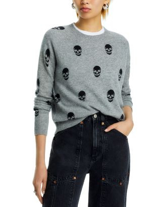 AQUA AQUA 100% Cashmere Skull Print Crewneck Sweater - Exclusive  | Bloomingdale's Women | Bloomingdale's (US)