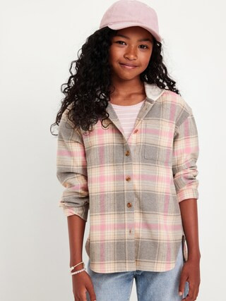 Long-Sleeve Hooded Flannel Shirt for Girls | Old Navy (US)