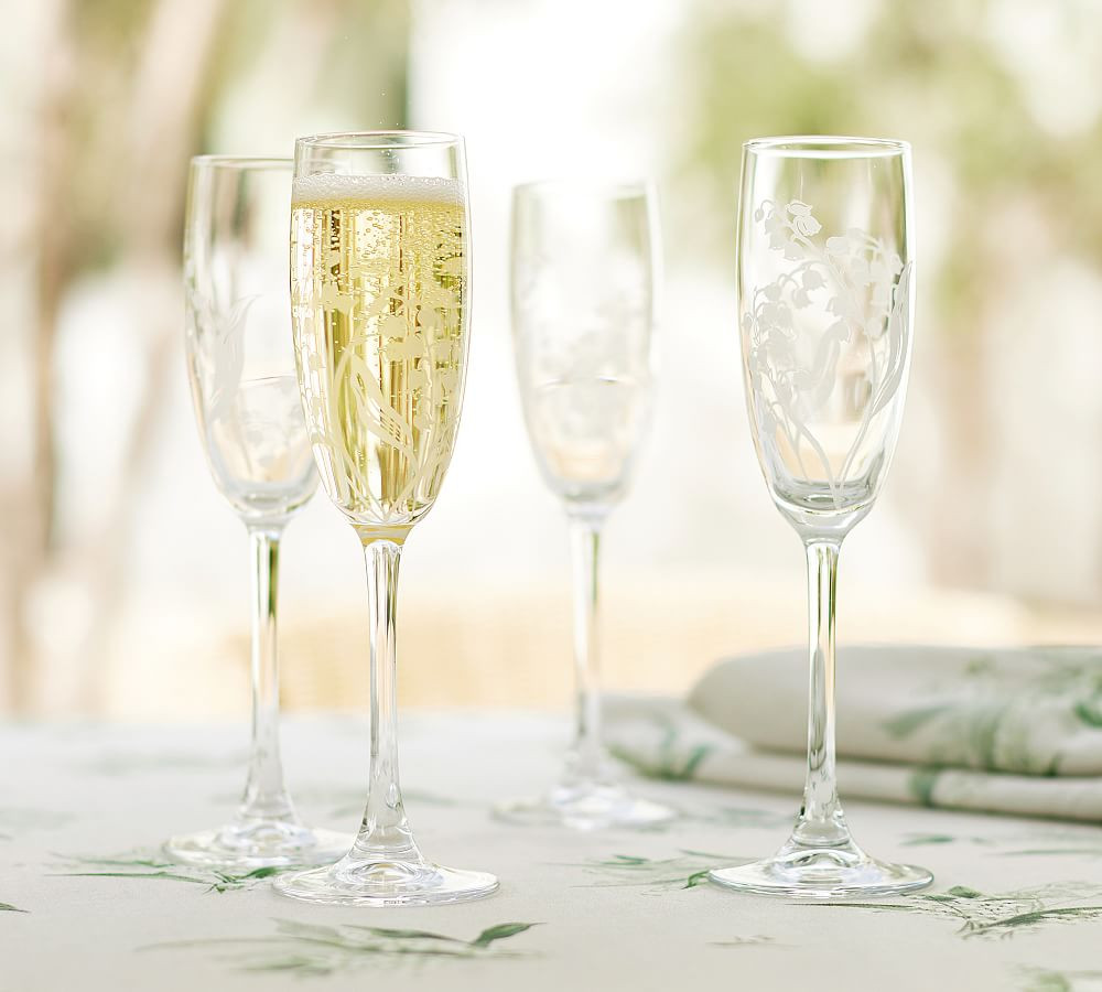 Monique Lhuillier Lily of the Valley Glass Champagne Flutes - Set of 4 | Pottery Barn (US)