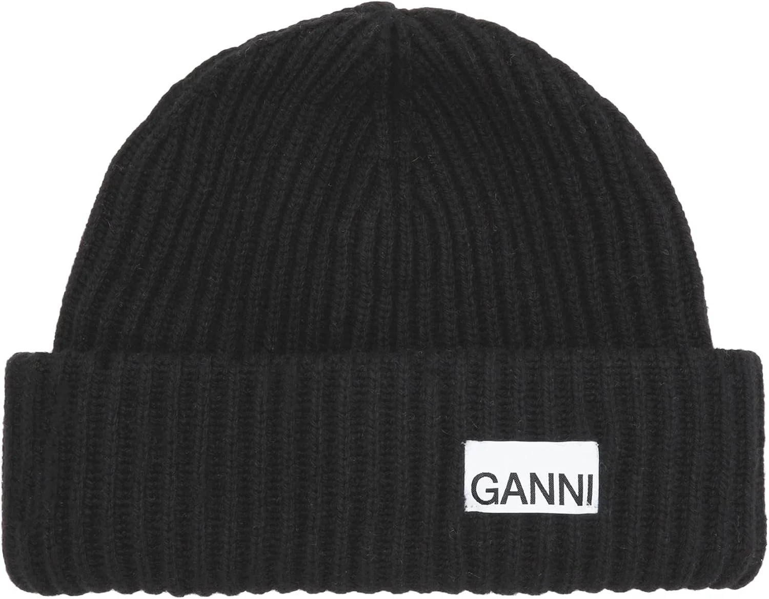 Ganni Women's Structured Rib Beanie, Black | Shop Simon