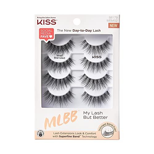 KISS My Lash But Better False Eyelashes, 'Well Blended', 16 mm, Includes 4 Pairs Of Lashes, Contact Lens Friendly, Easy to Apply, Reusable Strip Lashes | Amazon (US)