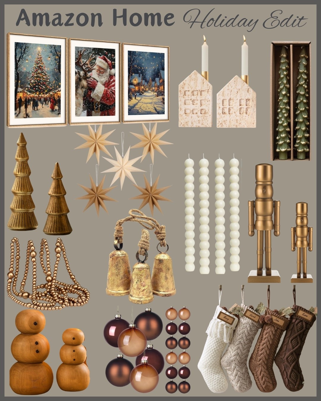 Shop my LTK for cozy Christmas finds — wooden nutcrackers, taper candles, paper star lanterns, snowmen, rustic bells, and brown glass ornaments that bring that vintage, country-chic holiday glow 🎄 #LTKHoliday #LTKHome #LTKChristmas #RusticChristmasDecor #CozyHolidayStyle

#LTKHoliday #LTKHome #LTKSeasonal