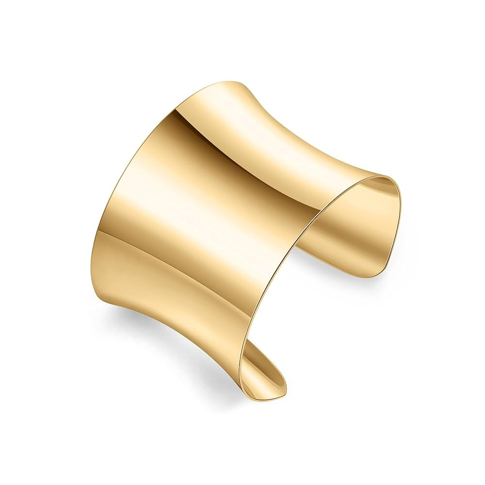 Jewdreamer Golden Chunky Cuff Bracelets for Women Bangle Bracelets Set Open Wide Bangle | Amazon (US)