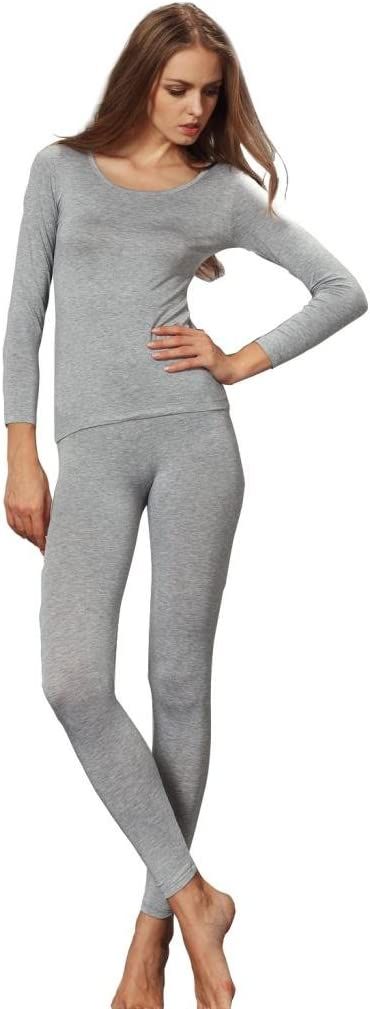 Liang Rou Women's Crewneck Long Johns Ultra Thin Modal Thermal Underwear Top & Bottom Set | Amazon (US)