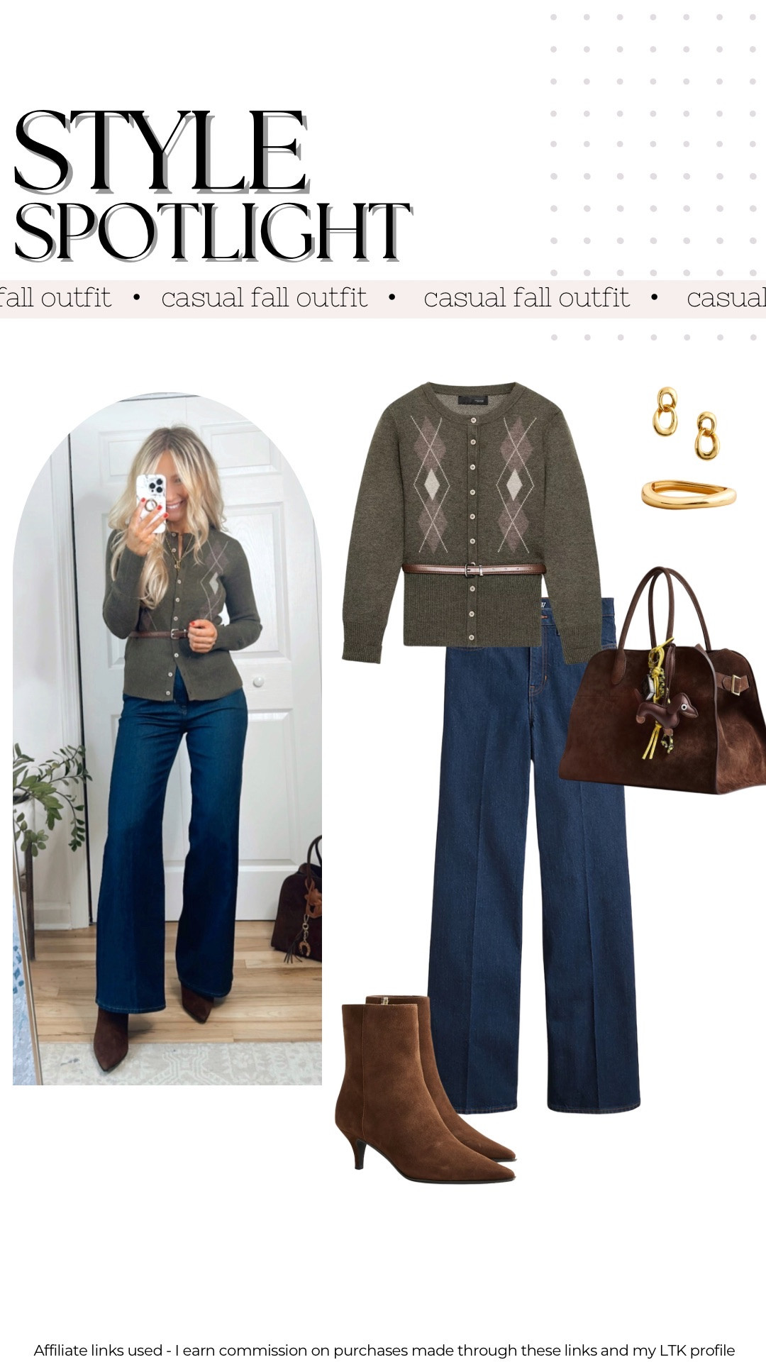 Cute casual fall outfit with jeans

Zara sweater
Dark wash jeans
Amazon brown purse 