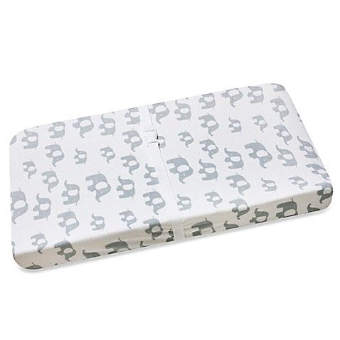 Wendy Bellissimo™ Mix & Match Elephant Print Changing Pad Cover in Grey/White | Bed Bath & Beyond