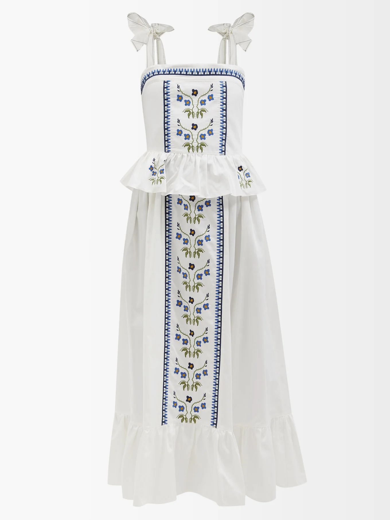 Giselle peplum-hem floral-embroidered cotton dress | Lug Von Siga | Matches (US)
