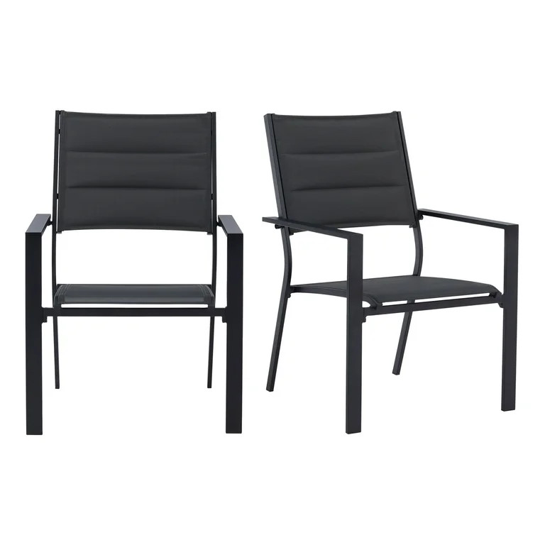 Mainstays Dashwood Outdoor Dining Chair, Black, 2 Pack | Walmart (US)