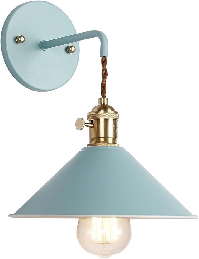 iYoee Wall Sconce Lamps Lighting Fixture with on Off Switch,Blue Macaron Wall lamp E26 Edison Cop... | Amazon (US)