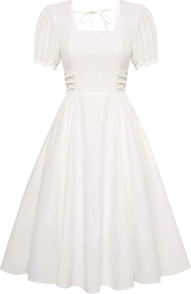 Belle Poque Vintage Dress for Women 2026 Summer 1950s Midi Cottagecore Dresses Square Neck Weddin... | Amazon (US)