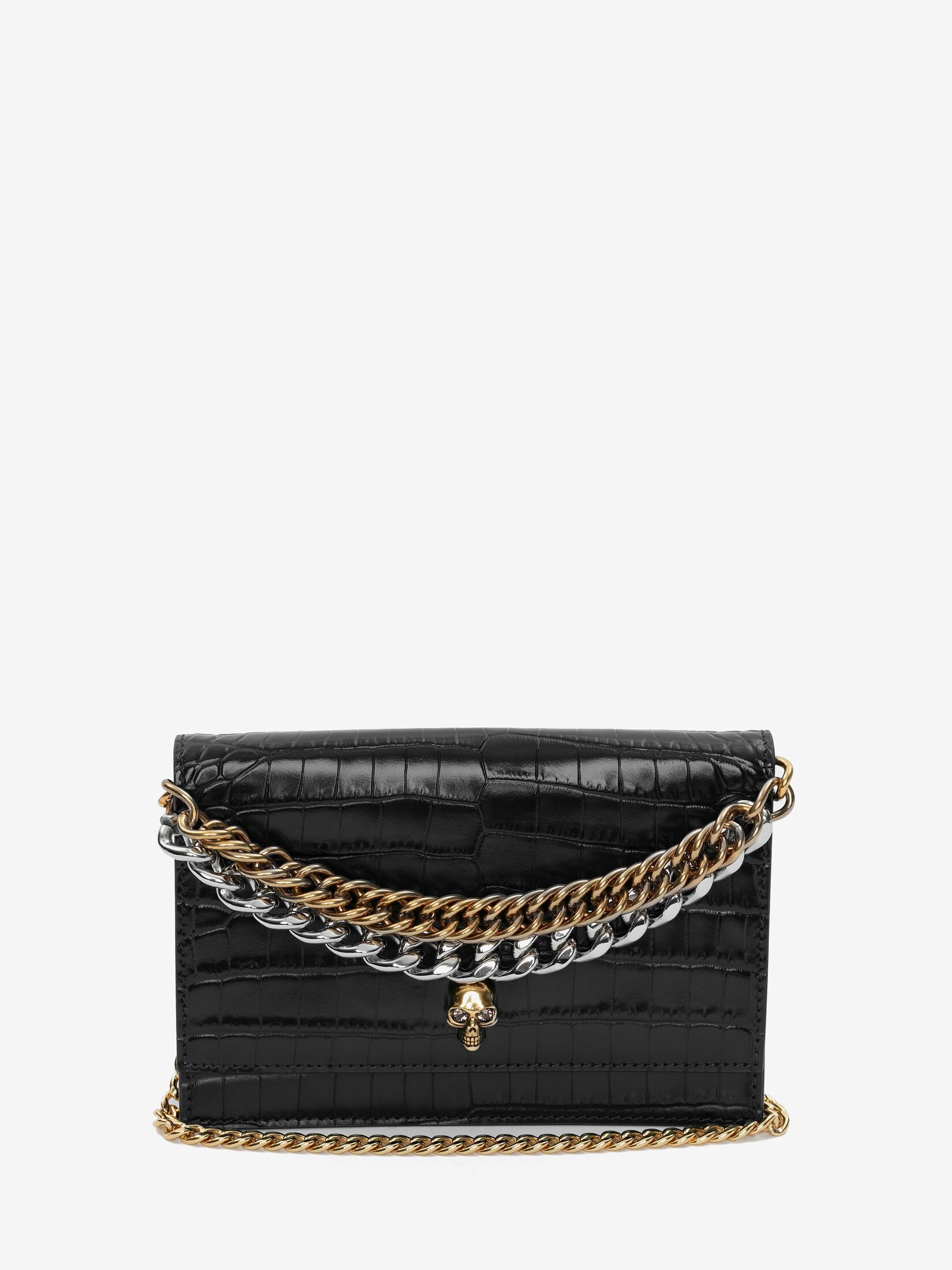 Women's Small Skull Bag With Chain in Black | Alexander McQueen