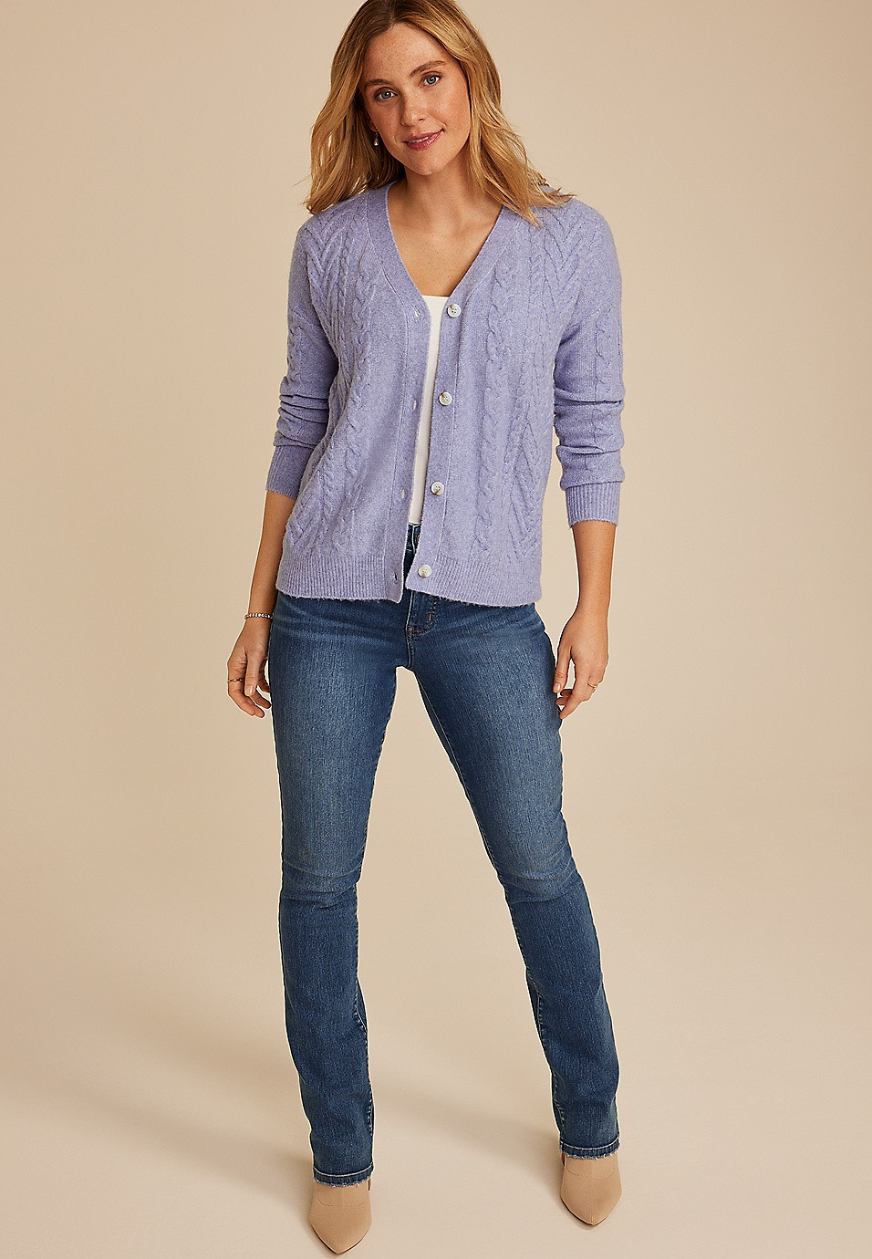 Cable Button Front Cardigan | Maurices