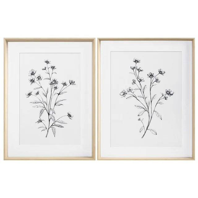 My Texas House Wild Daisy Spray Pencil Drawing 2 Pce Set Framed Art 18" x 24" | Walmart (US)