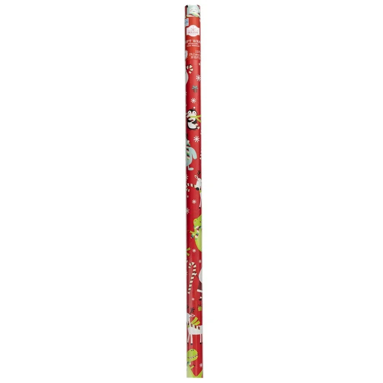 Red, White & Green Santa & Friends Christmas Gift Wrap Paper, 30 in x 4 yd, by Holiday Time - Wal... | Walmart (US)