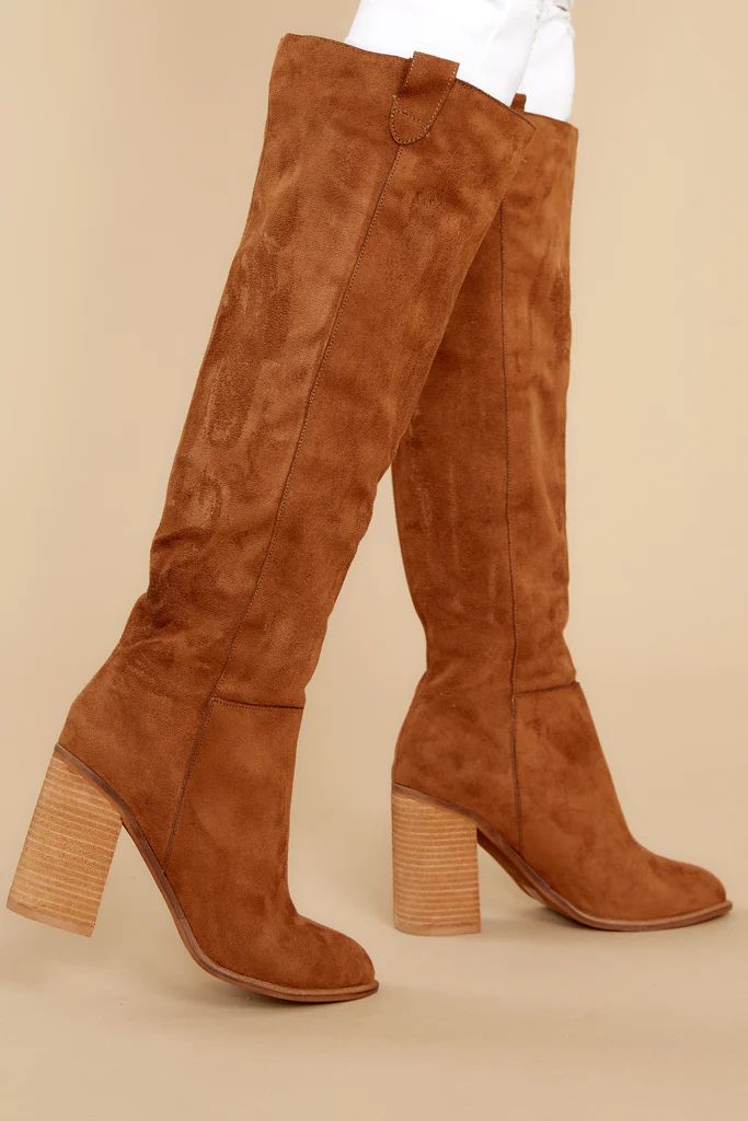 Noted Character Caramel Brown Knee High Boots | Red Dress 