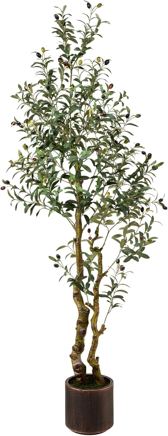 6FT Realistic Artificial Olive Tree with Fruits & Leaves-Premium Faux Tree for Modern Home, Livin... | Amazon (US)