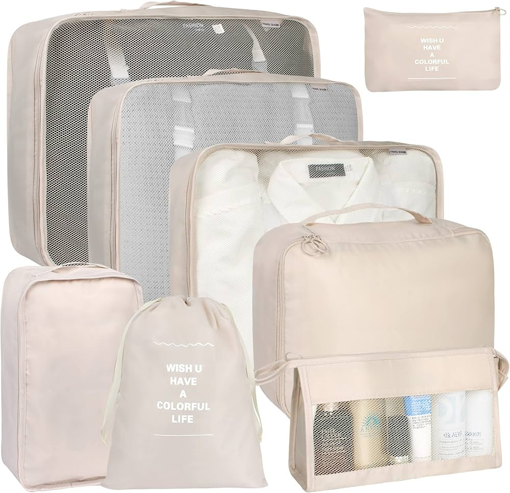 8 Set Packing Cubes for Suitcases, kingdalux Travel Luggage Packing Organizers with 3PC Large Sto... | Amazon (US)