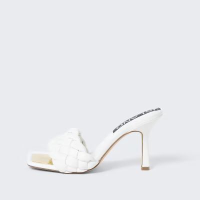 White faux leather woven sandal | River Island (UK & IE)