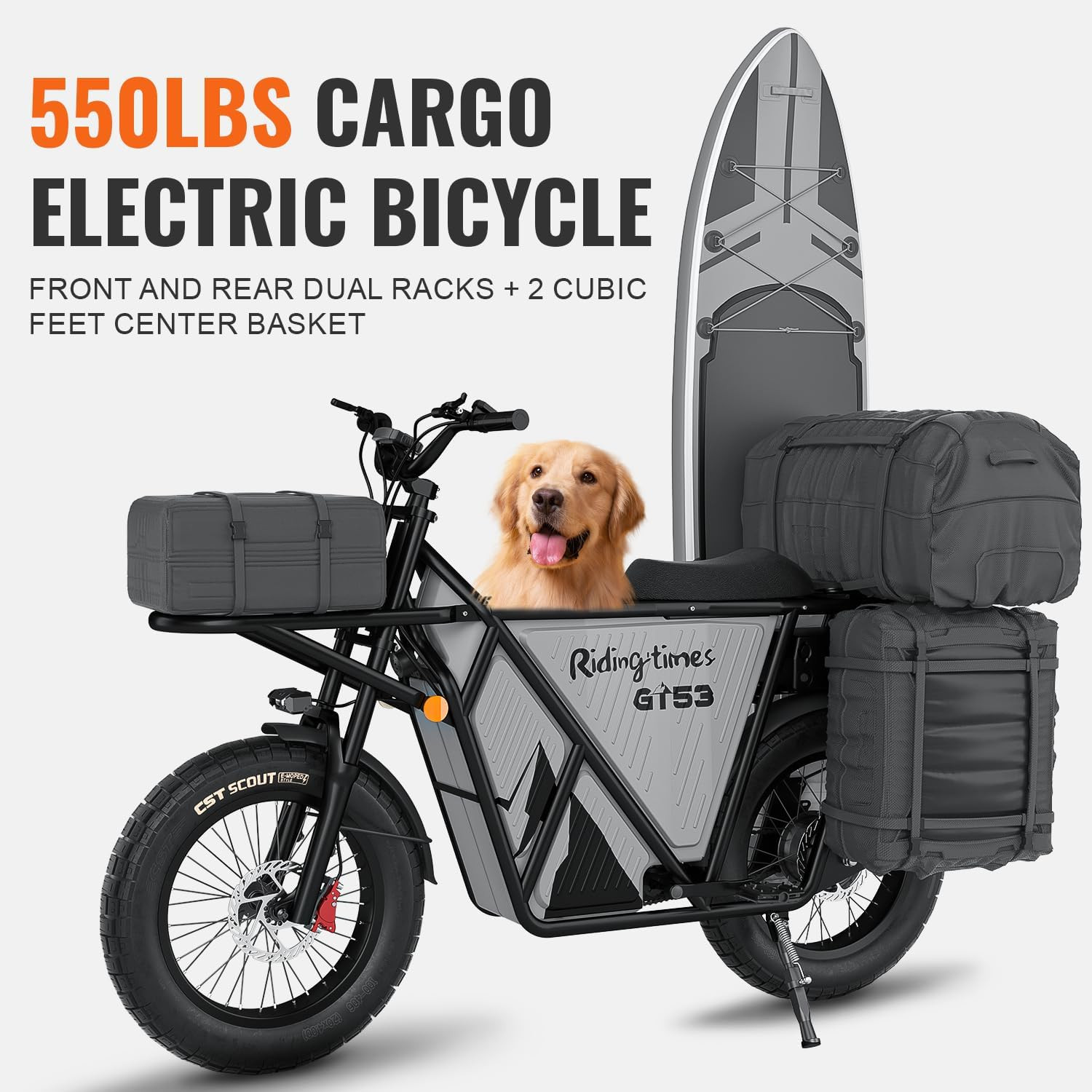 Riding'times GT53 Electric Cargo Bike for Adults 550LBS, 2000W Cargo Ebike, 1123WH Removable Batt... | Amazon (US)