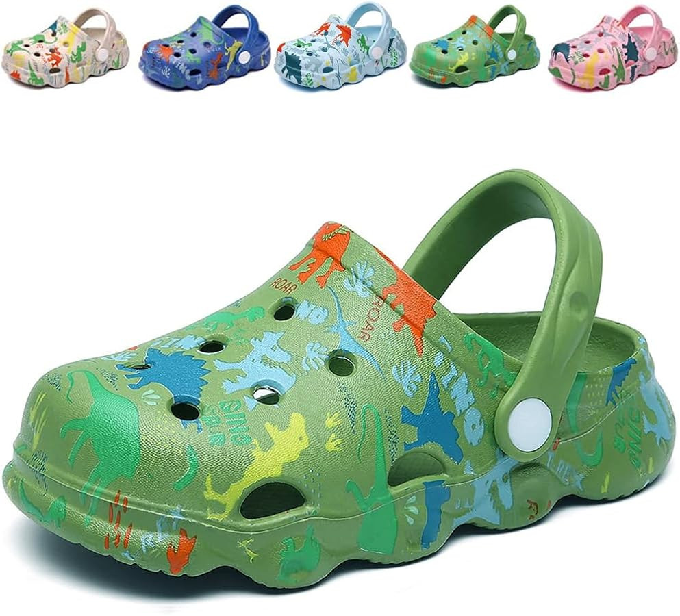 Zuecos para niños y niñas, con diseño de dinosaurio, para jardín, caricaturas, playa, piscina... | Amazon (US)