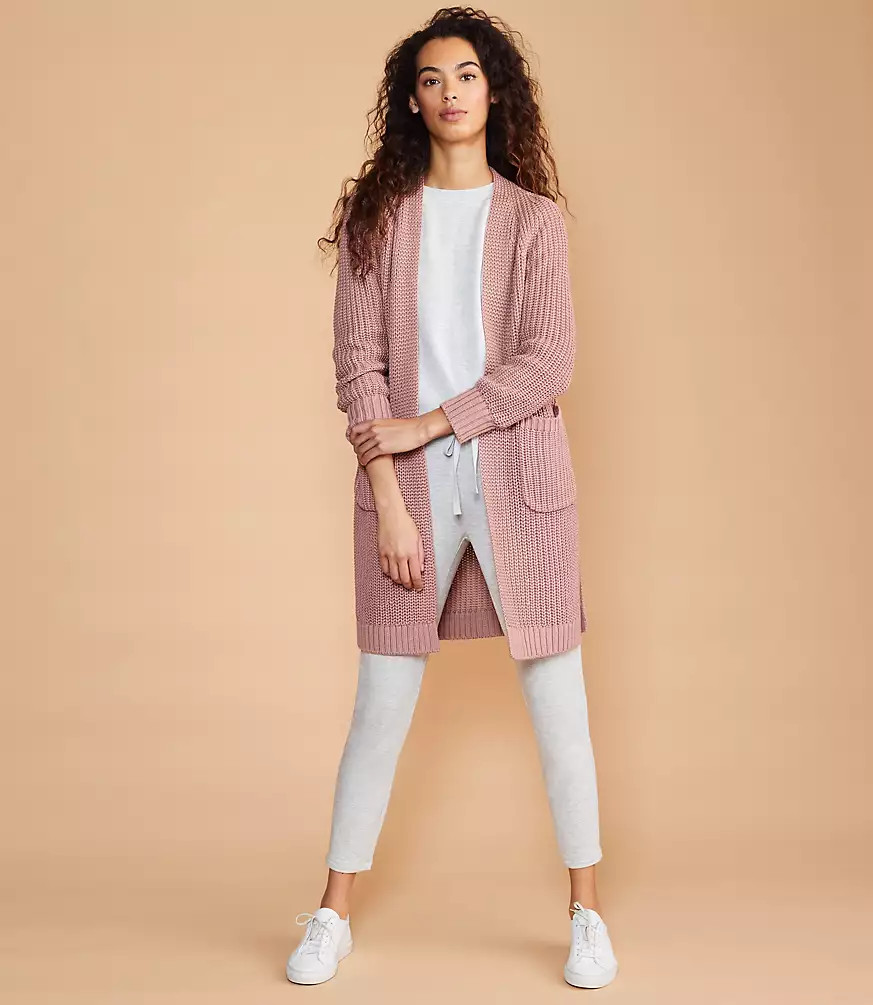 Lou & Grey Stitchy Pocket Open Cardigan | LOFT | LOFT