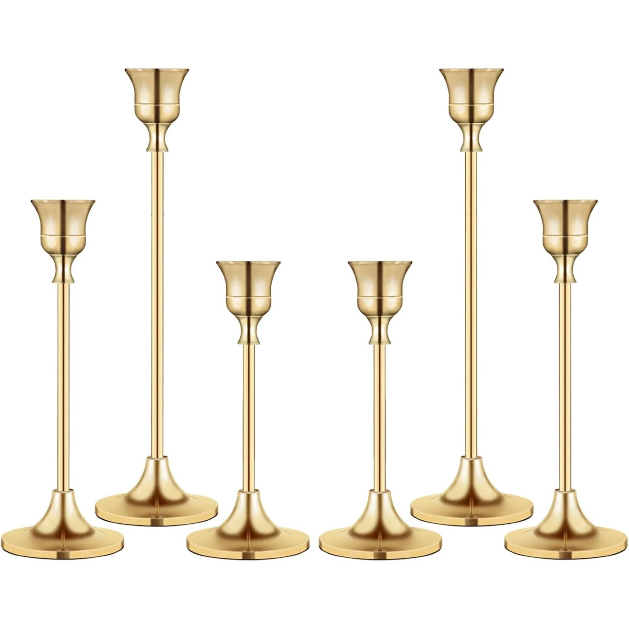 Taper Candle Stick Holder 3PCS Brass Pillar Tall Candlestick Holders Metal Vintage Decor Dinner Table Dining Room Centerpieces Decorations For Wedding | Wayfair North America