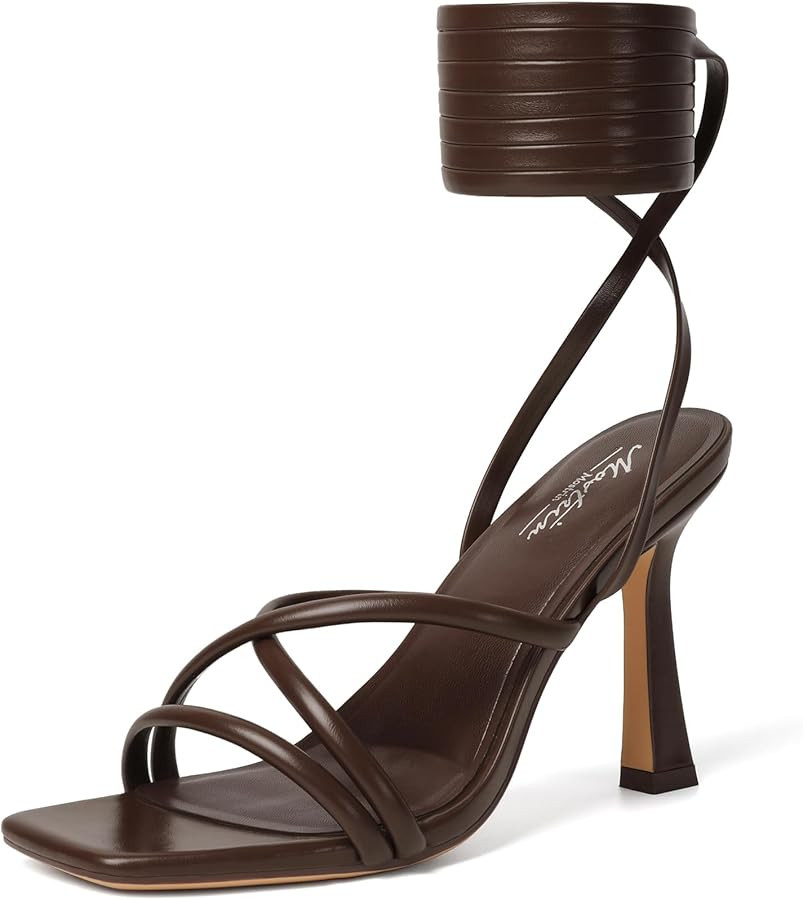 Mostrin Womens Sandals Strappy Heels for Women Lace Up Square Open Toe Heels Tie Up High Heeled S... | Amazon (US)
