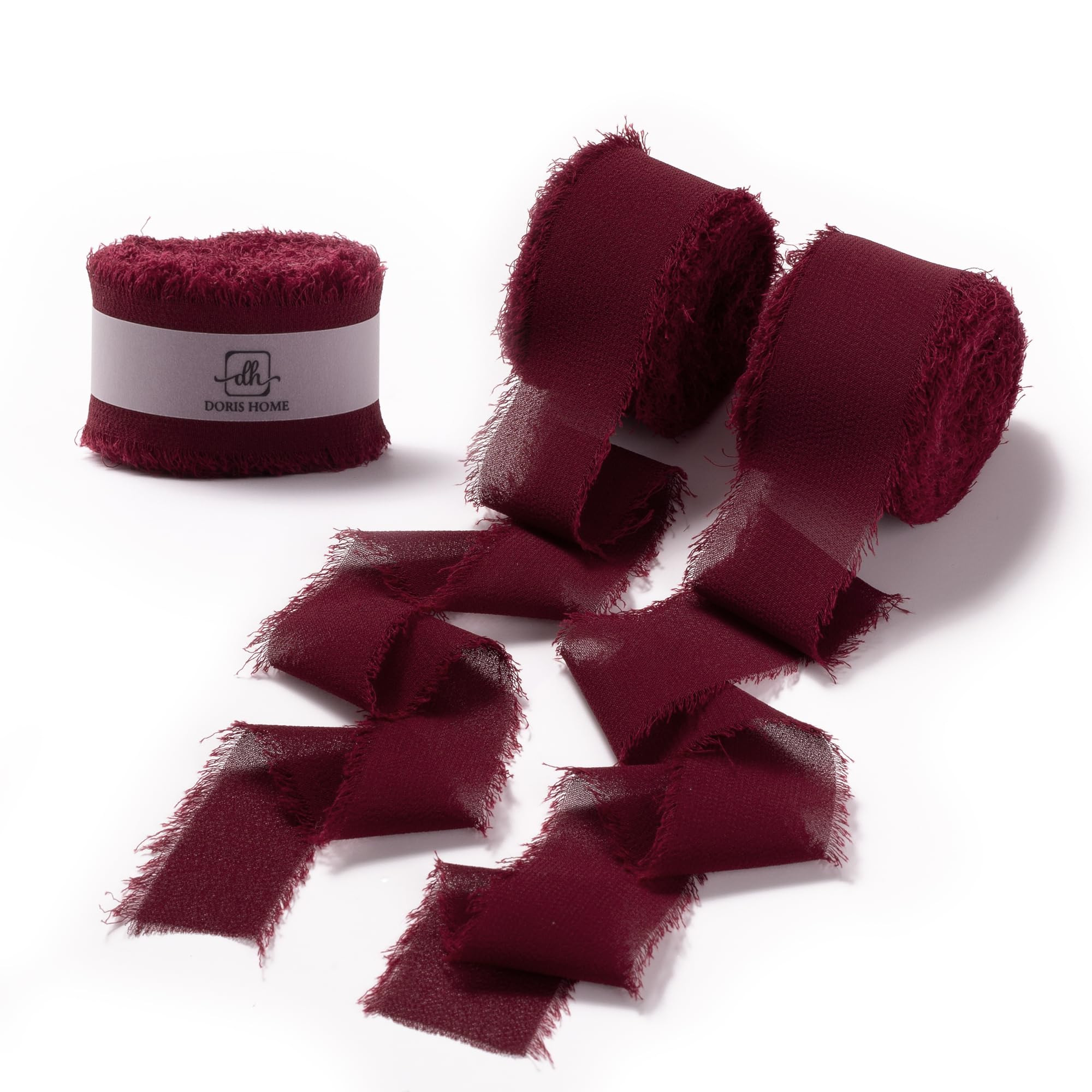 DORIS HOME Burgundy Chiffon Ribbon for Flower Bouquet, 1" x21Yd Fabric Ribbon for Gift Wrapping, ... | Amazon (US)