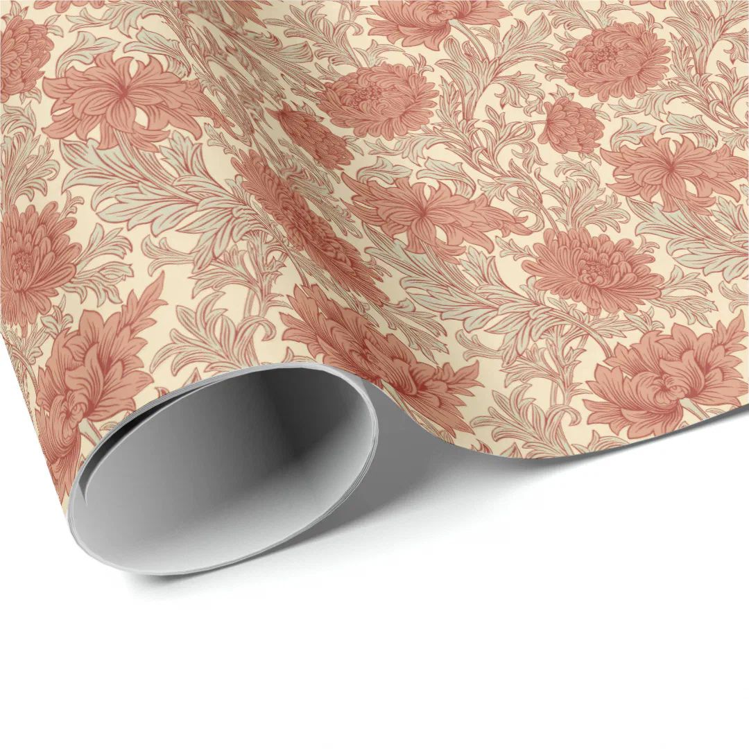 William Morris Chrysanthemum Pattern Wrapping Pape Wrapping Paper | Zazzle | Zazzle