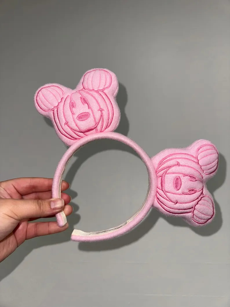 Embroidered Pretty Pink Inspired Halloween Mouse Pumpkin Ears Headband | Spooky Holiday Ears | Sa... | Etsy (Global)