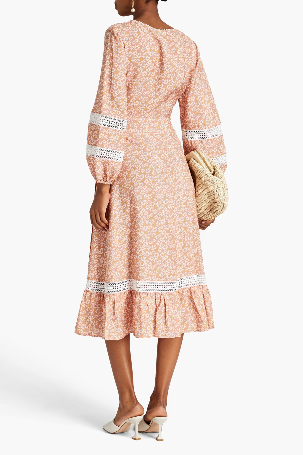 Midi-Wickelkleid aus Webstoff mit Blumenprint | The Outnet (UK and Europe)