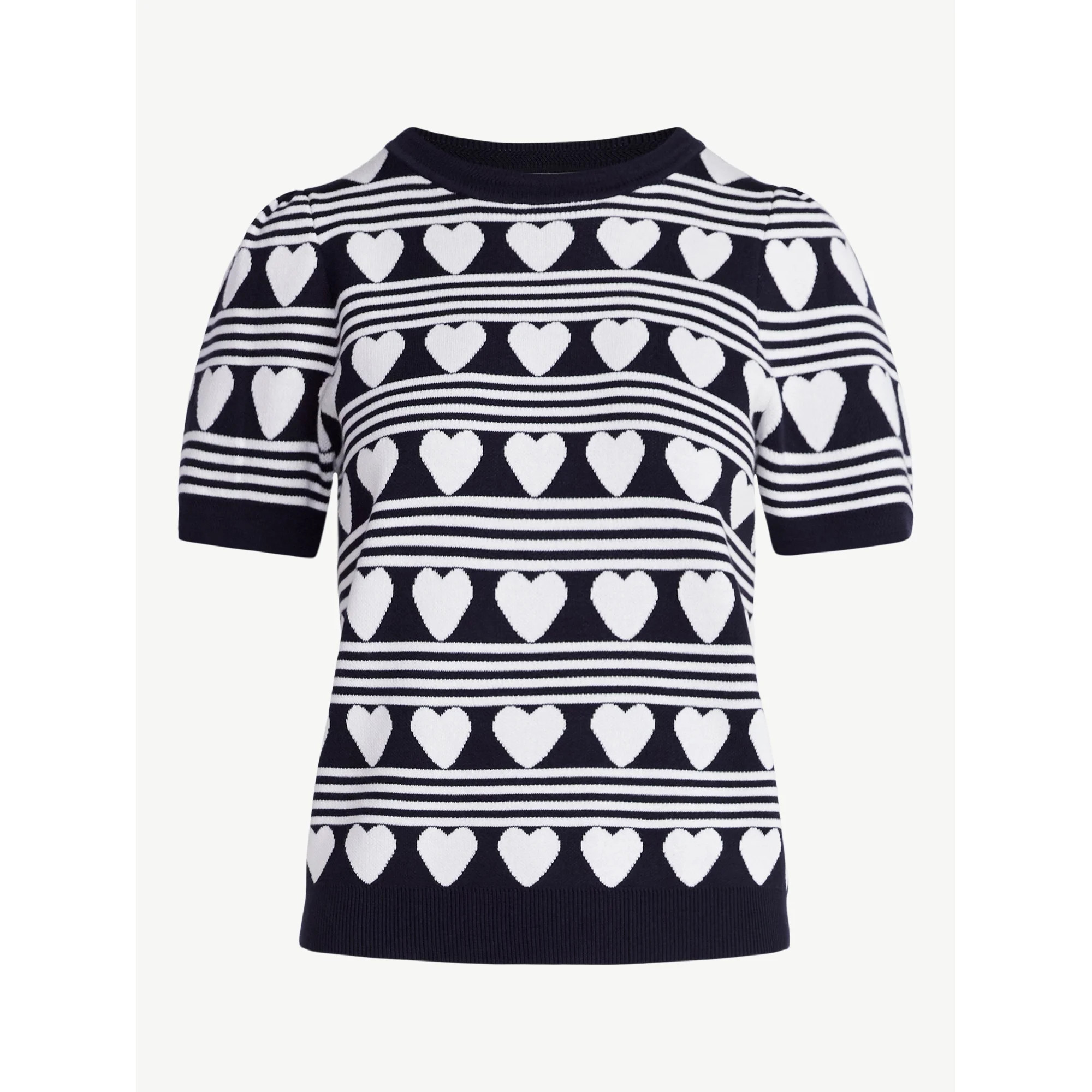 Free Assembly Women's and Women's Plus Cozy Yarn Shrunken Sweater Tee with Short Sleeves, Solid &... | Walmart (US)