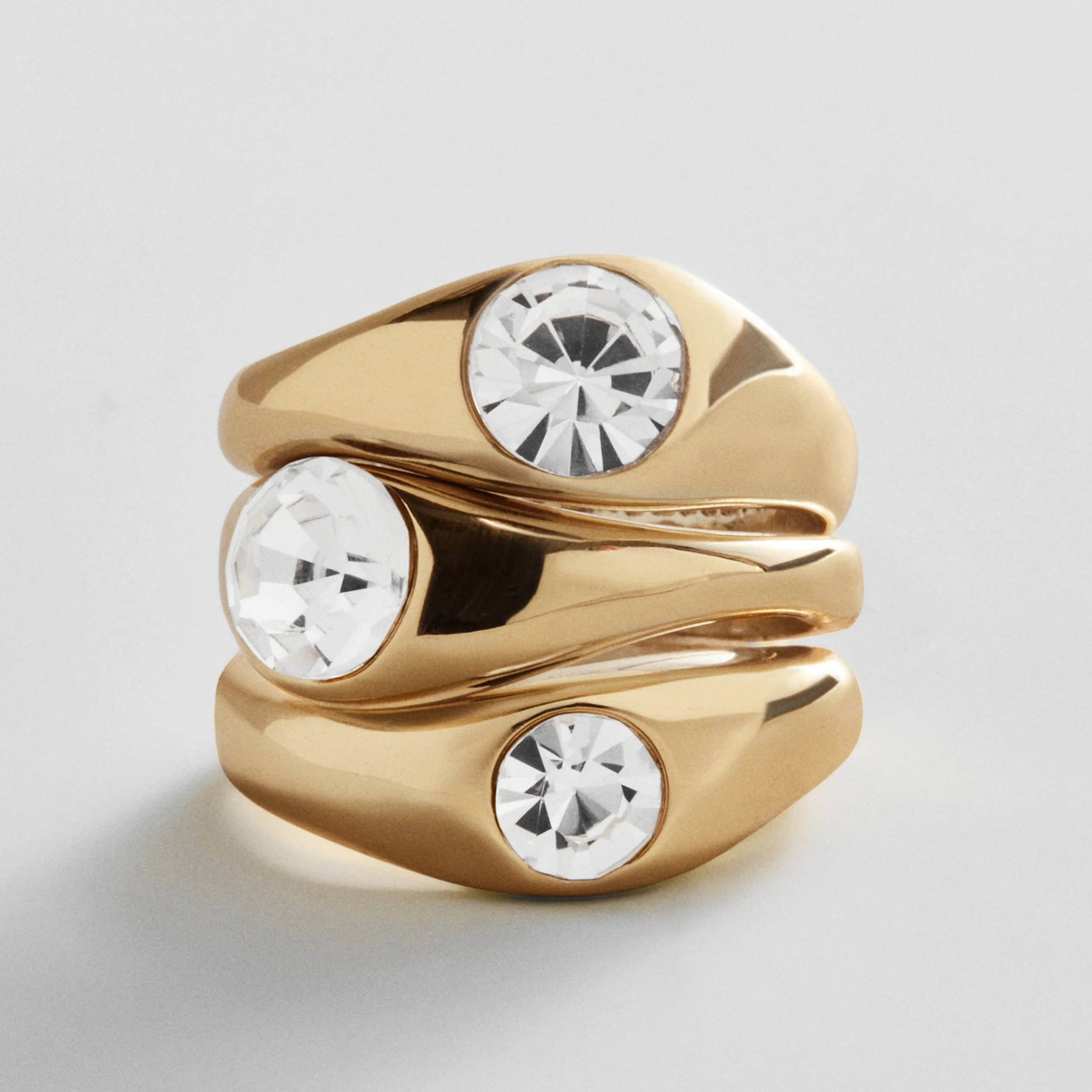 Abigail Gold Ring Set - Gold/Pavé - 6 | BaubleBar