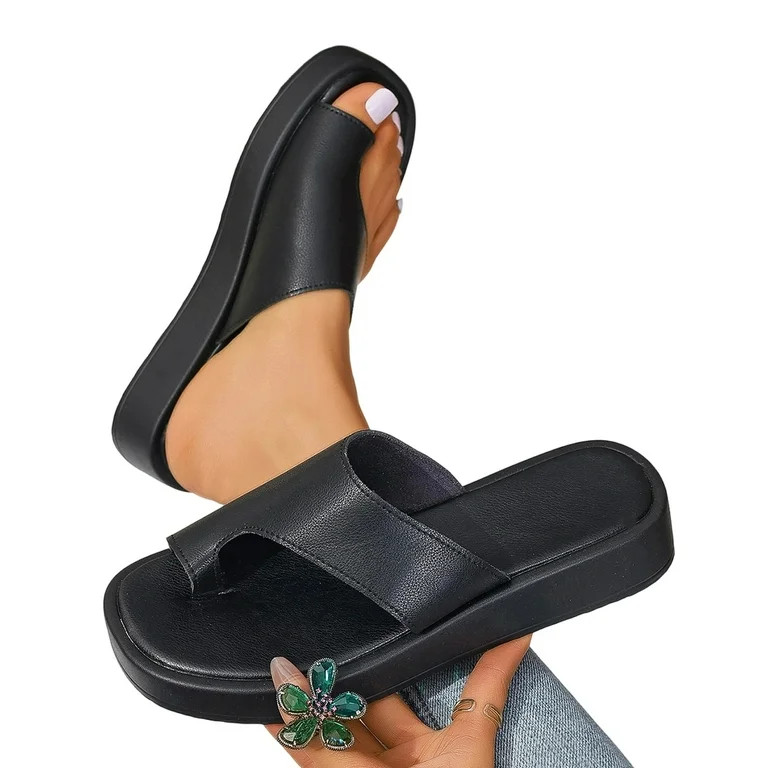 Orthopedic Bunion Corrector Sandals,Comfy Platform Flat Sole Pu Leather Shoes for Women, Beach Tr... | Walmart (US)