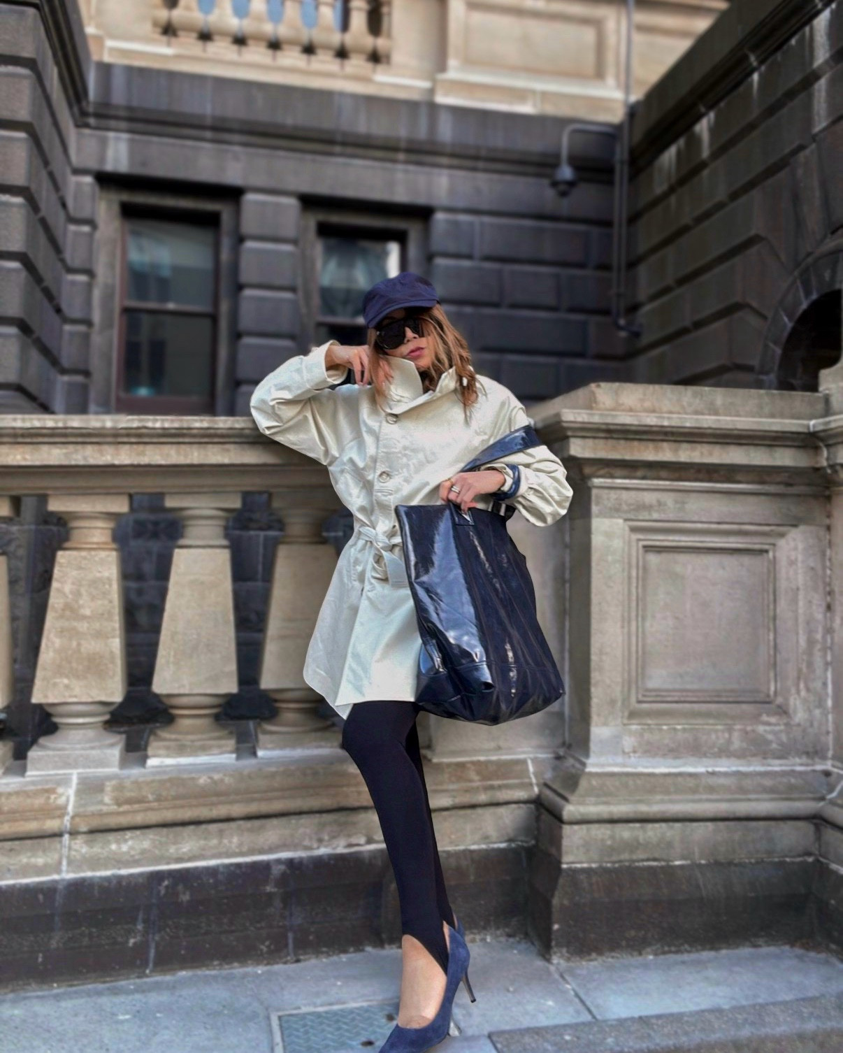 Stepping into my stirrr-up era 💙🤍

#outfitiftheweekend #fashionchic #stiruptights #oversizedbags #funnelnecktrenches #fashioninspo 

#LTKstyletip #LTKaustralia