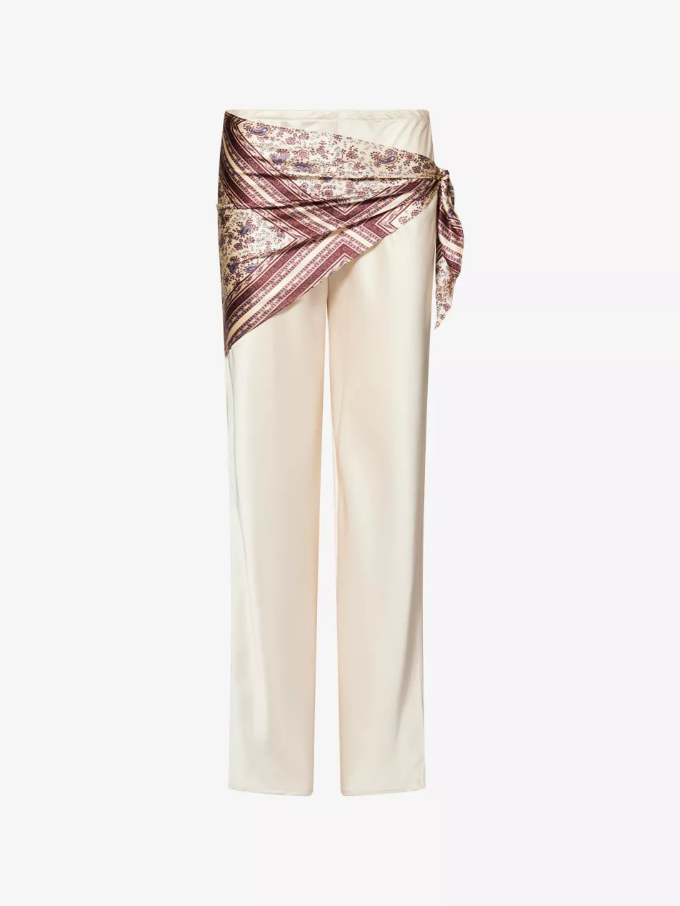 Gale Detachable-Scarf Satin Trousers | Selfridges