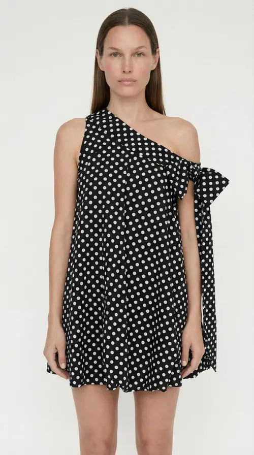 Elexiay Bow Bubble Polka Dot Dress in Black at Nordstrom, Size Medium | Nordstrom