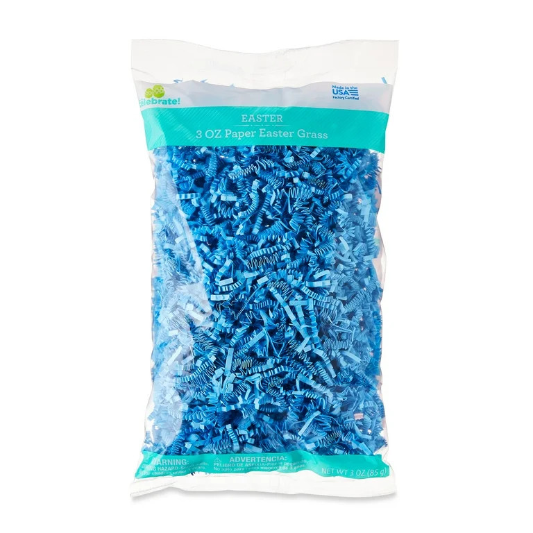 Easter Light Blue Crinkle Paper Grass, 3 oz, by Way To Celebrate - Walmart.com | Walmart (US)