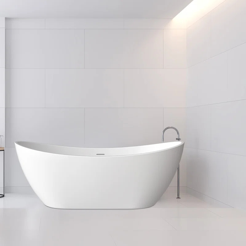 BTWF69941077467 Double Slipper Freestanding Tub 67" X 28" Freestanding Soaking Bathtub, Glossy Wh... | Wayfair North America