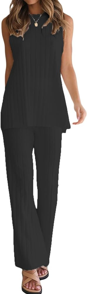 Sexy Two Pieces Plisse Pants Set for Women Y2K 2Pcs Matching Set Strapless Tube Top Pleated Wide ... | Amazon (US)