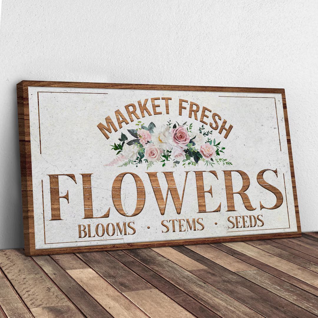 Fresh Flower Market Sign Spring Sign Living Room Sign Farmhouse Wall Decor Spring Decor Flower Ma... | Etsy (US)
