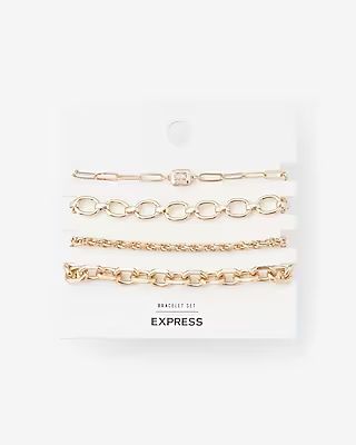 Set of 4 Shiny Paperclip Bracelets | Express