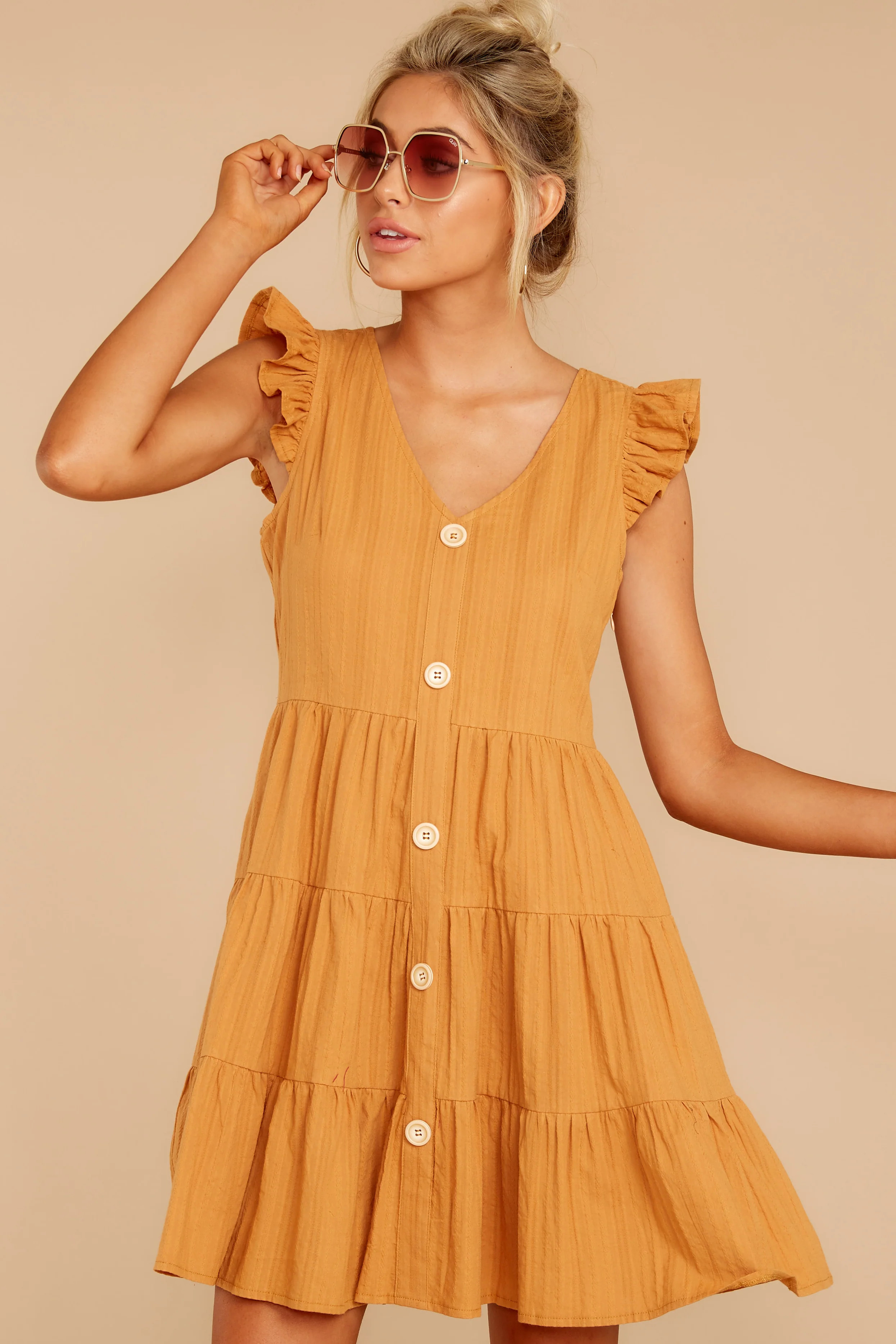 Daringly Me Golden Orange Dress | Red Dress 